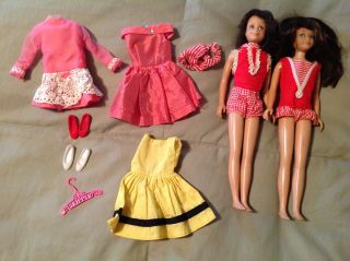 1963 Skipper & Scooter Dolls Mattel With Dresses/accessories