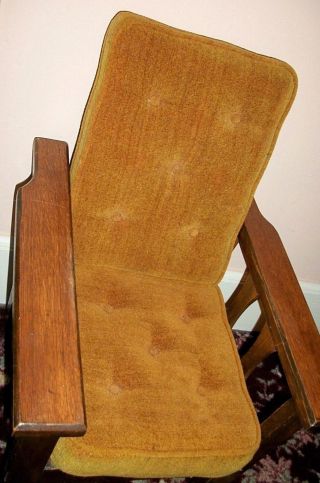 Antique 1900 ' s Arts And Crafts Mission Morris Oak Children ' s Chair 3
