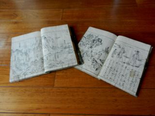 Orig Japanese Woodblock Print Book Set (2 Vols) Morikuni C1700