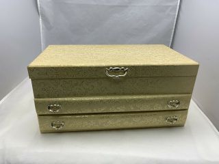 Antique Jewelry Box Filled With Costume Jewelry.