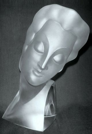 Art Deco Bohemian Glass Rare Figurine Sculpture Large Bust H.  Hoffmann 1930 