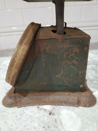 Vintage Pelouze Family Scale 24lb Old Farm House Kitchen Blue Rusty early 1900s 5