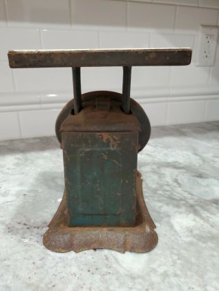 Vintage Pelouze Family Scale 24lb Old Farm House Kitchen Blue Rusty early 1900s 7