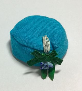 Vintage Barbie 1635 Fashion Editor Turquoise Pill Hat Flower Buds