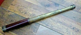 Antique Dollond London Wood And Brass Three Draw Telescope