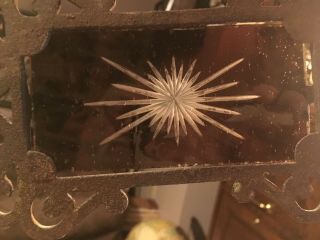 Antique WEATHER VANE WITH WHEEL ENGRAVED STAR,  IN MAUVE GLASS,  2O INCH ARROW 2