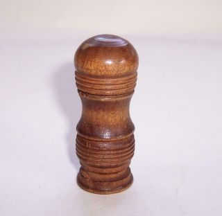 Antique/Vintage Hand Turned WOODEN Gambling DICE HOLDER & Three Tiny Dice 3