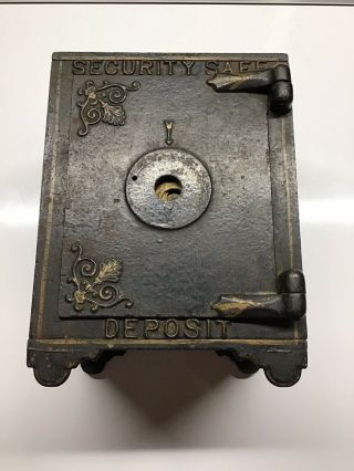 Antique Still Cast Iron Security Safe Deposit Bank Victorian Lionhead No Combo