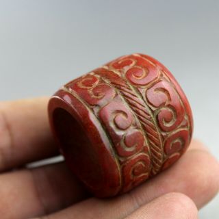 23 Mm,  China Old Red Jade Chinese Hand - Carved Jade Thumb Ring Banzhi 1269