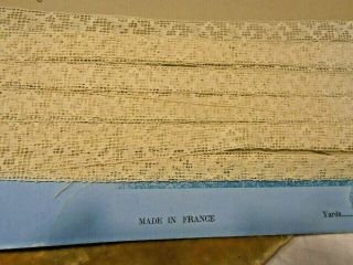 Antique Cotton Filet Insertion Lace - Delicate - 12 Yards X 1/2 " Wide - France