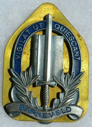 Antique Obsolete Royal Dutch Police Barneveld Badge Holland Vigilat Ut Quiescant