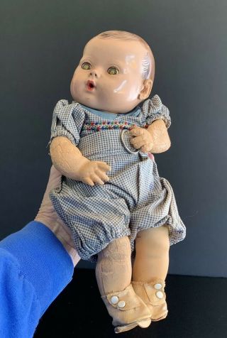 Vintage Dy - Dee Baby Doll 11” Rubber Body Applied Ears Effanbee Tlc