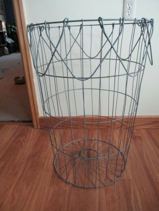 Vintage Wire Laundry Basket Industrial Metal