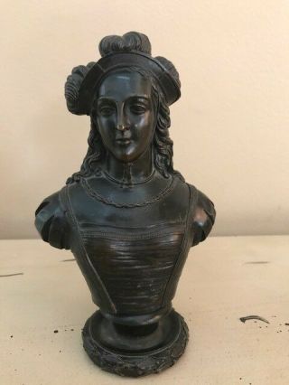 Antique French Bronze Bust Or Statue Of A Renaissance Lady 19th Century Fine