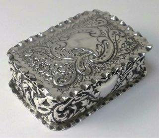 Victorian Hallmarked Sterling Silver Snuff / Trinket Box – 1896