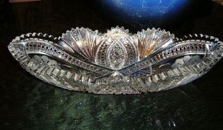 American Brilliant Cut Glass Celery Dish Tray Plate Abp Antique Glass