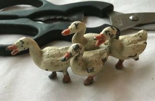 Antique Miniature Cast Iron Duck Gaggle Geese Toy Train Yard