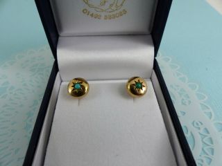 Antique Edwardian 9ct Gold Turquoise Stud Earrings