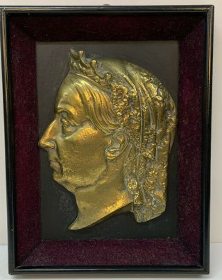 Antique Bronze Portrait Wall Plaque Young Queen Victoria Royal Memorabilia 19thc