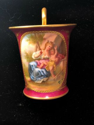 Antique Royal Vienna Beehive Mark Painted Porcelain Cup 4