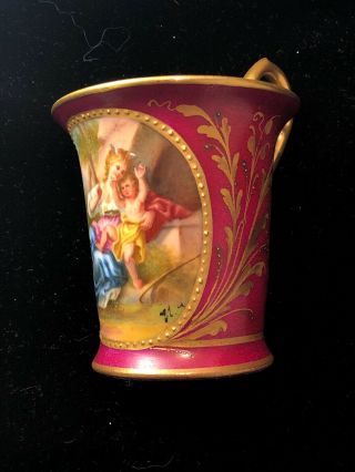 Antique Royal Vienna Beehive Mark Painted Porcelain Cup 5