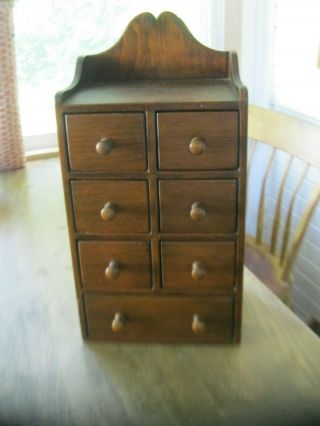 Primitive Vintage 7 Drawer Wood Apothecary Spice Cabinet