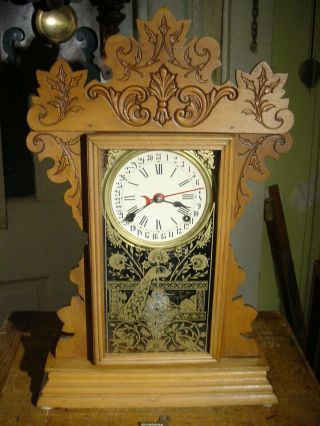 Antique Rare E.  N.  Welch " No.  6 " 1899 Chestnut Calendar Shelf Clock Well