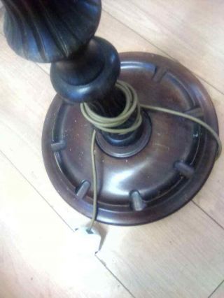Antique Edwardian Barley Twist Carved Floor Standing Wooden Standard Lamp Light 4