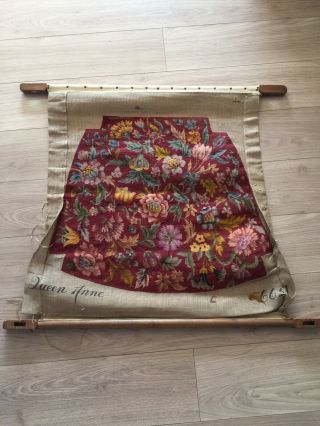 Old Tapestry Queen Anne Chair Seat