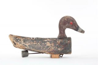 Vintage Decoy Duck with Red Eyes with Weight - Hand Carved 2