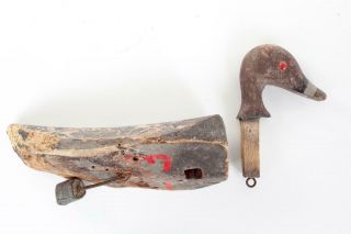 Vintage Decoy Duck with Red Eyes with Weight - Hand Carved 4