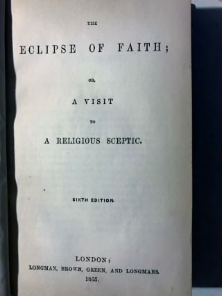 Vintage Antique 1855 Book The Eclipse Of Faith or A Visit To A Religious Sceptic 3