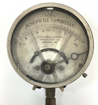Vintage Honeywell Vaporstat Type C Wabash Indiana Antique Steam Pressure Gauge