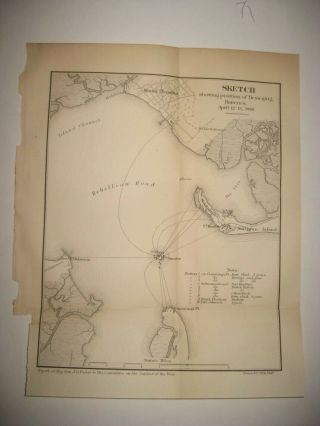 Antique 1866 Fort Sumter Moultrie Charleston South Carolina Civil War Map