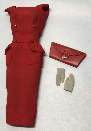 Vintage 1960’s Barbie Red Sensation Sheath Dress 986 With Gloves And Purse