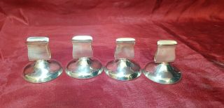 A Set Of 4 Vintage Matching Silver Plated Menu Holders.  Very Ornate.