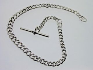 Silver Watch Chain Albert 13 1/2 " Long 43.  8 Grams 1911 Antique