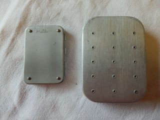 Two Wheatley Silmalloy Metalclipped Fly Boxes,  Flies 5 " X3 1/2 " & 3 1/2 " X2 1/2 "