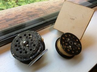 Old/Early Pfleuger Medalist 1494 1/2 Fly Reel W/Spare Spool Box Bottom 4