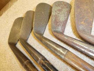 5 early smooth faced irons vintage hickory old golf antique memorabilia 2