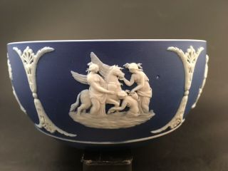 Antique Pre - 1860 Wedgwood Jasperware Blue & White Bowl Cherubs & Muse Figures 6