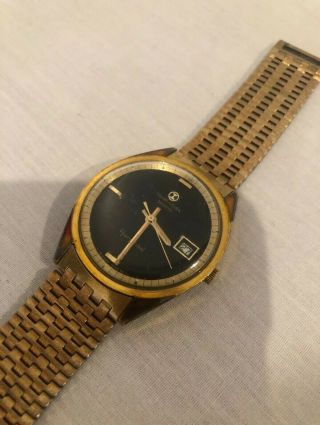 Favre Leuba Harpoon Automatic Vintage Watch Black Dial Gold Plated 2