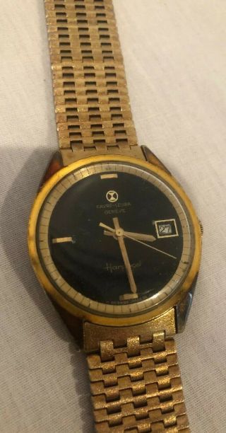Favre Leuba Harpoon Automatic Vintage Watch Black Dial Gold Plated 6