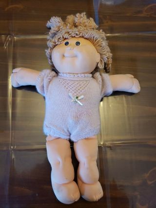 Vintage Cabbage Patch Doll Blue Eyes Curly Blonde Hair