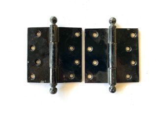 4 " Antique Black Door Hinges Cannon Ball Style Set Of 2 Dh136