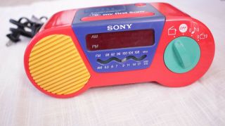 Vintage Sony Alarm Clock Radio - Red - My First Sony Icf - C6000 -
