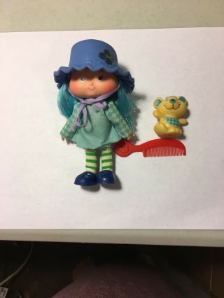 Vintage Strawberry Shortcake Blueberry Muffin Doll With Pet Cheesecake And Comb