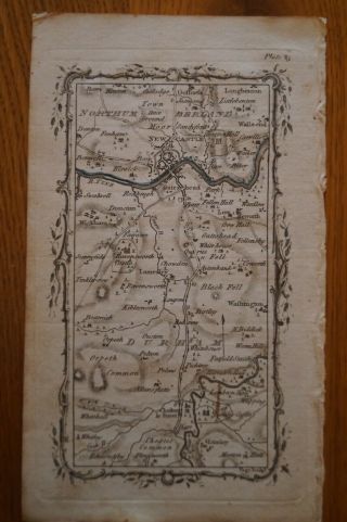 Antique Road Map Of Newcastle Area By Armstrong From 1776