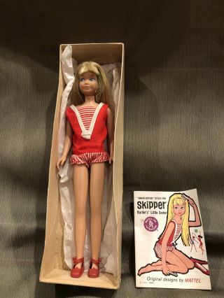 Vintage Barbie Blonde Skipper Straight Leg 1963 Hair Headband Suit