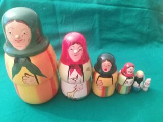 Vintage Polish Nesting Dolls,  Complete Set Of 6 Signed Poland